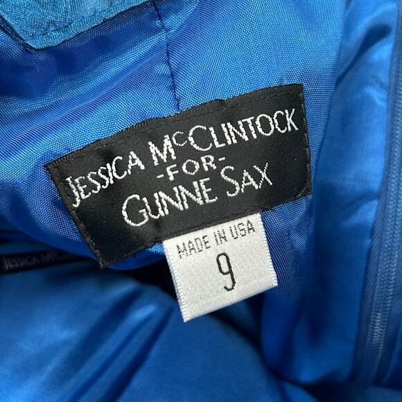 Jessica McClintock Gunne Sax Blue Satin Tulle Party Dress Size 9 - Picture 8 of 12